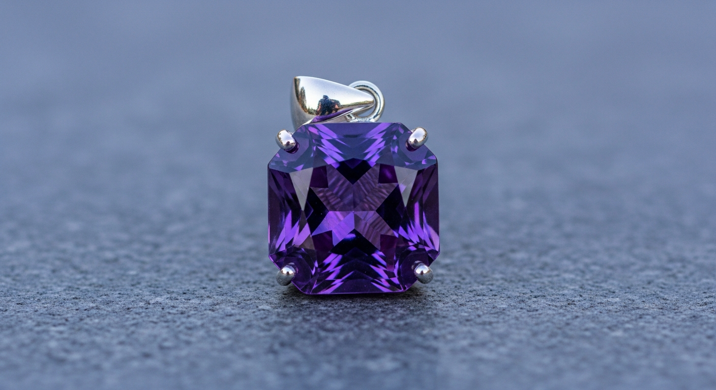 Pendentif améthyste violet sur fond élégant